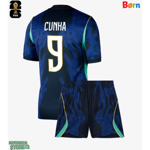 Brasilien Matheus Cunha #9 Replika Babytøj Udebanesæt Børn VM 2026 Kortærmet (+ Korte bukser)